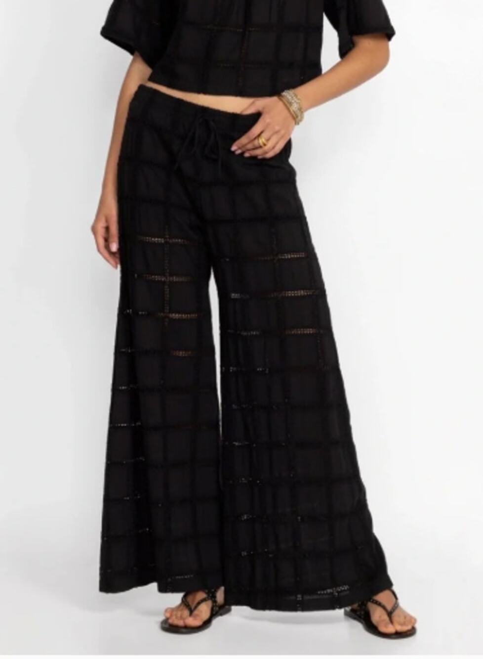 Johnny Was Jade Rhiannon Easy Pant NWT Small Black Wide Leg Pull On Relaxed